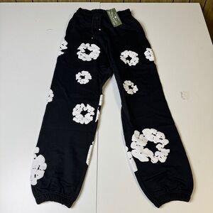 Denim Tears Jeans Black Cotton Wreath Logo Streetwear Mens Unisex